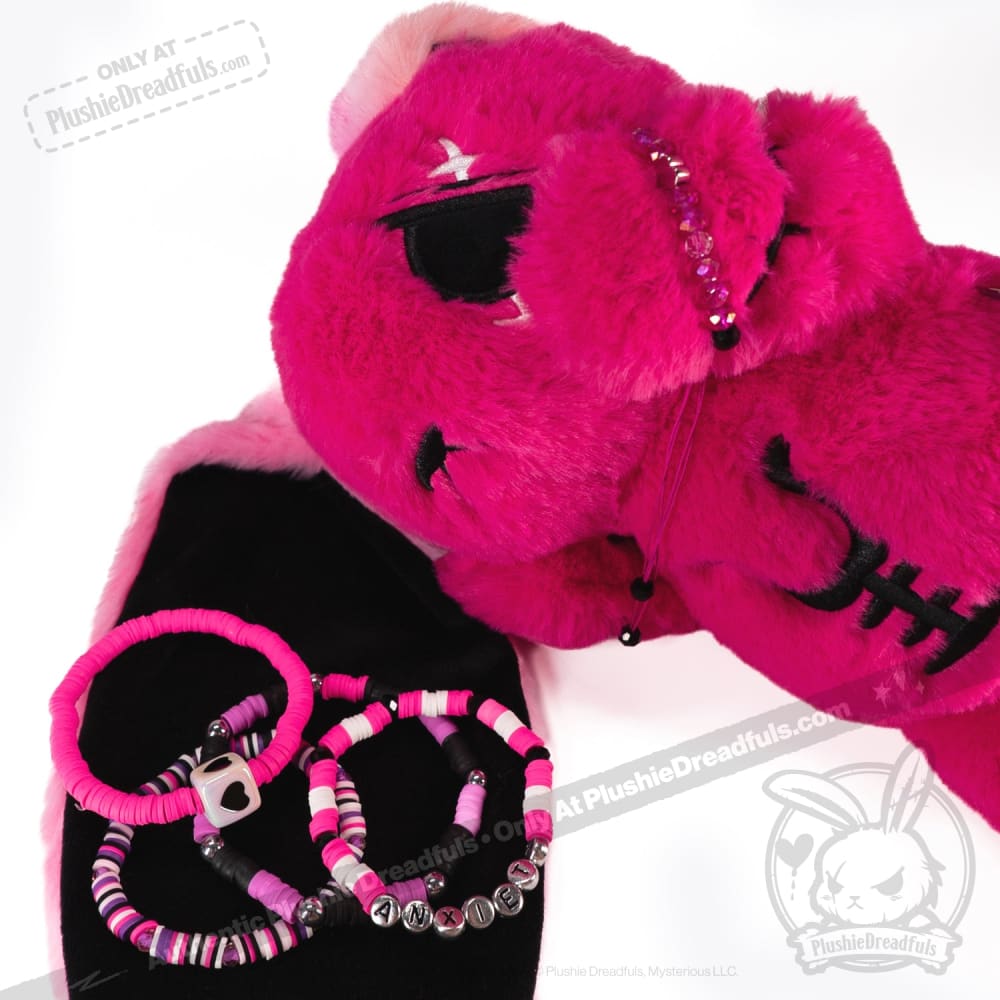 Pink Anxiety Rabbit Stacking Friendship Bracelet
