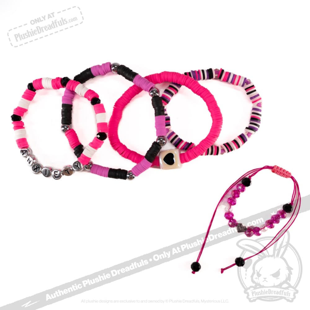 Pink Anxiety Rabbit Stacking Friendship Bracelet