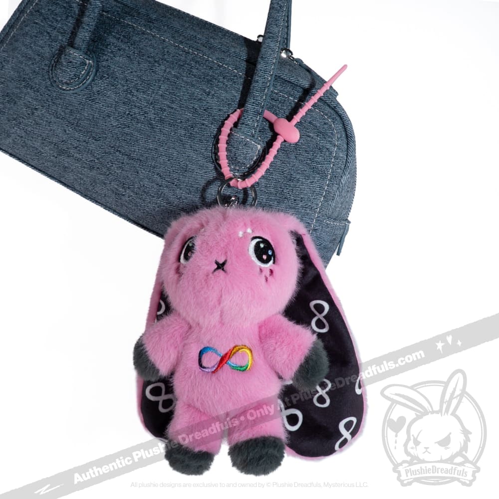 Pink Autism Rabbit Plush Keychain Accessory