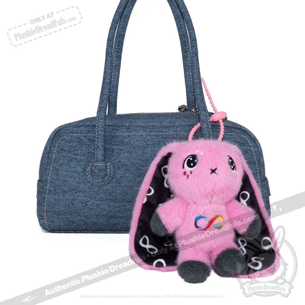 Pink Autism Rabbit Plush Keychain Accessory