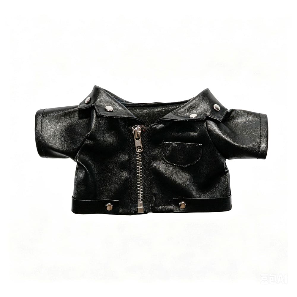 Plush Outfit - Black Leather Jacket