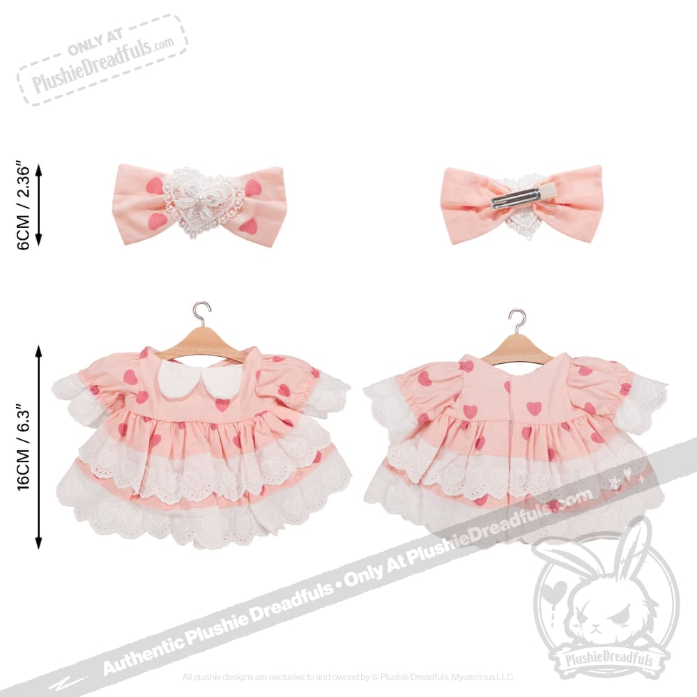 Plush Outfit - Pink Polka Dot Ruffle Dress Outfit