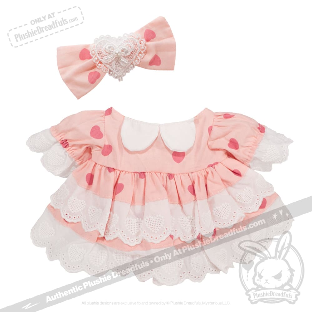 Plush Outfit - Pink Polka Dot Ruffle Dress Outfit