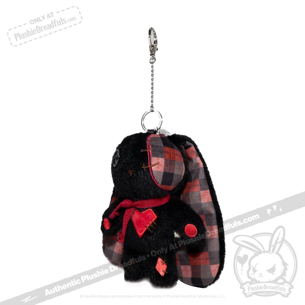 Black Plaid Love Rabbit Plush Keychain Accessory