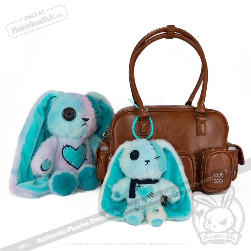 Blue Ice Love Rabbit Plush Keychain Accessory
