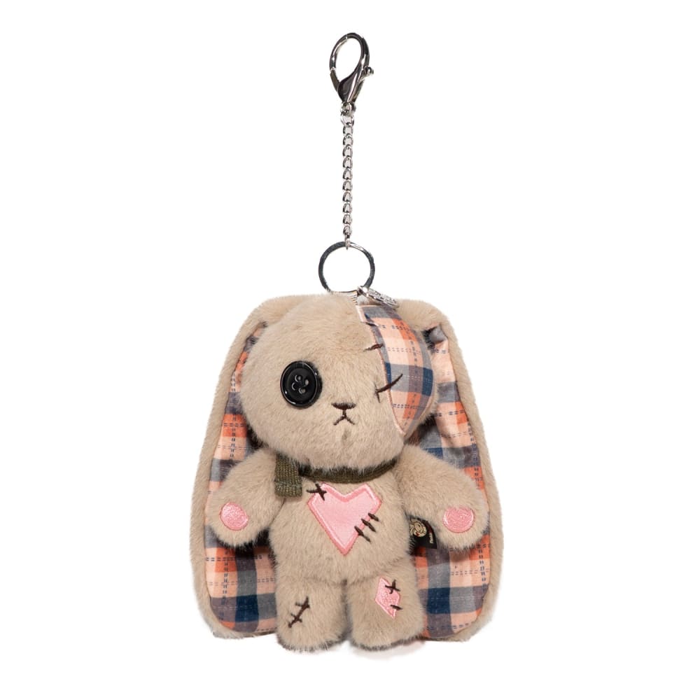 Plaid Love Rabbit Plush Keychain Accessory
