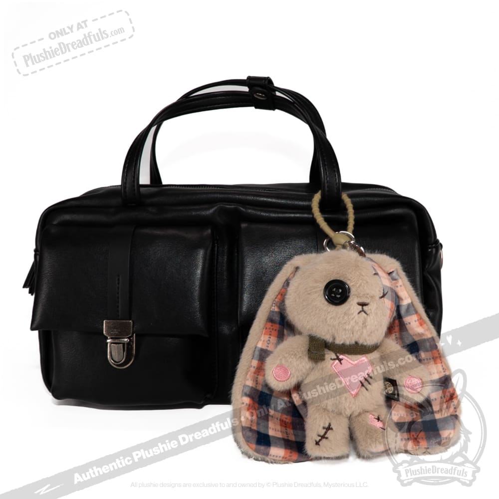 Plaid Love Rabbit Plush Keychain Accessory