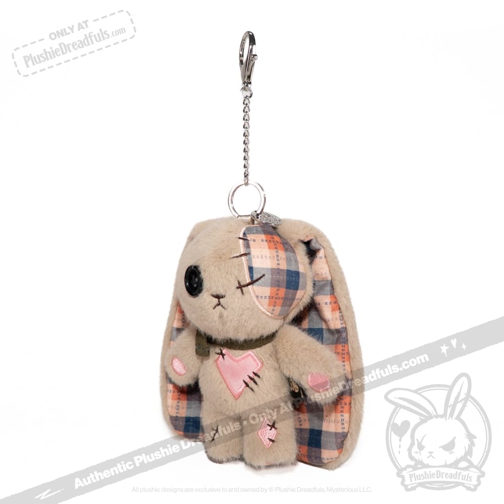 Plaid Love Rabbit Plush Keychain Accessory