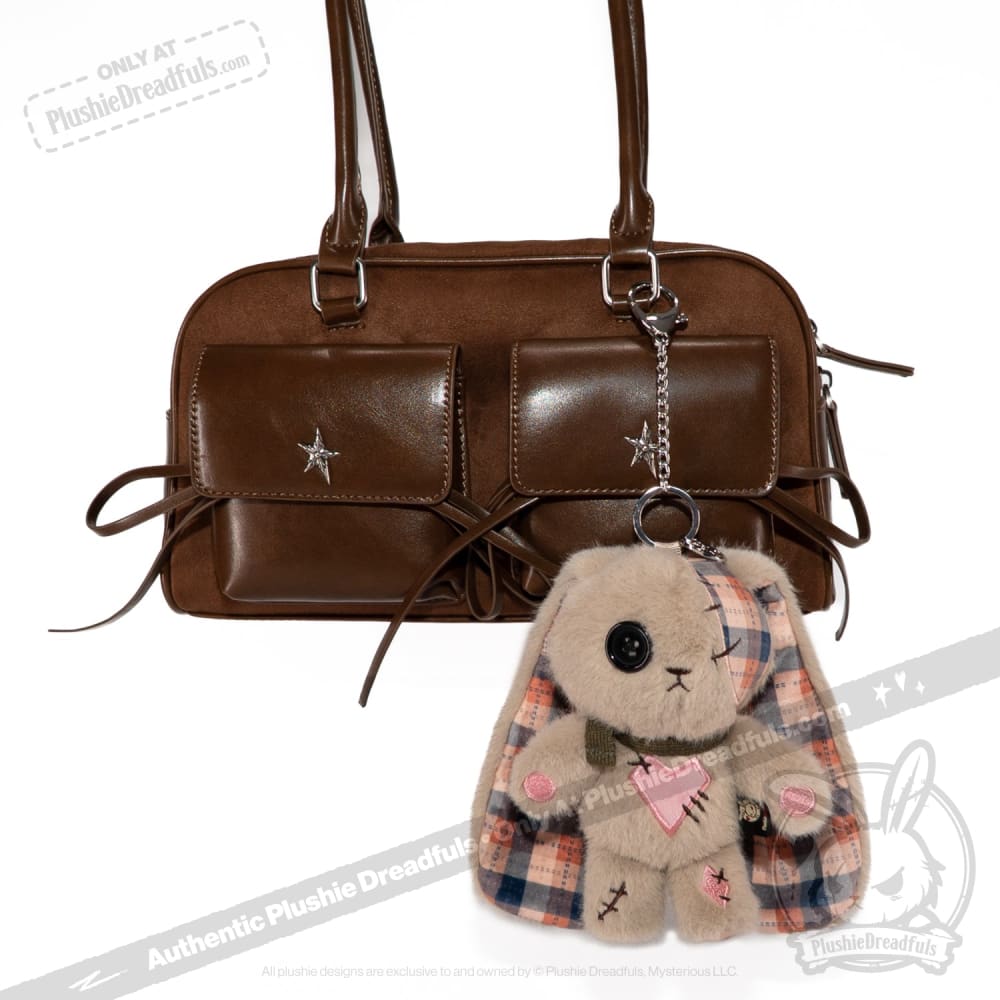 Plaid Love Rabbit Plush Keychain Accessory