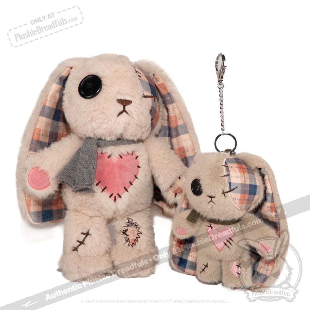 Plaid Love Rabbit Plush Keychain Accessory