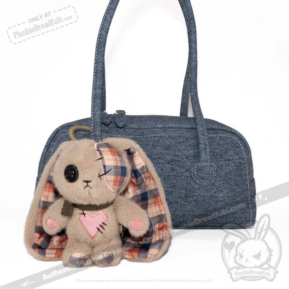 Plaid Love Rabbit Plush Keychain Accessory