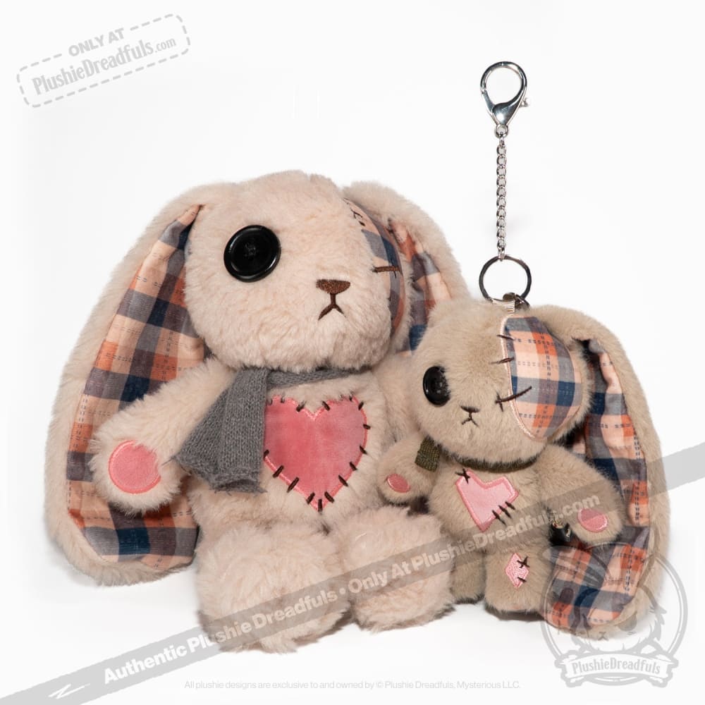 Plaid Love Rabbit Plush Keychain Accessory