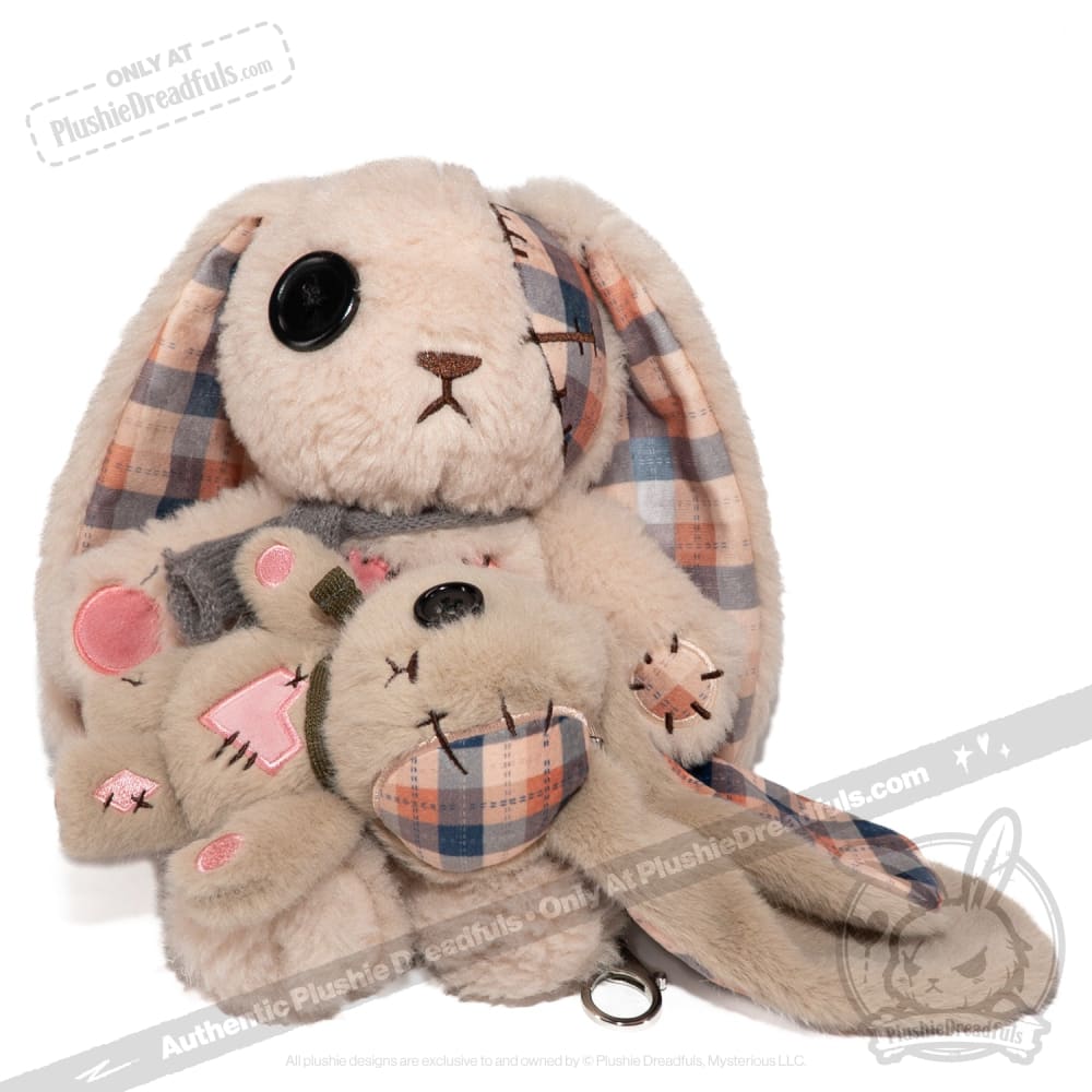 Plaid Love Rabbit Plush Keychain Accessory