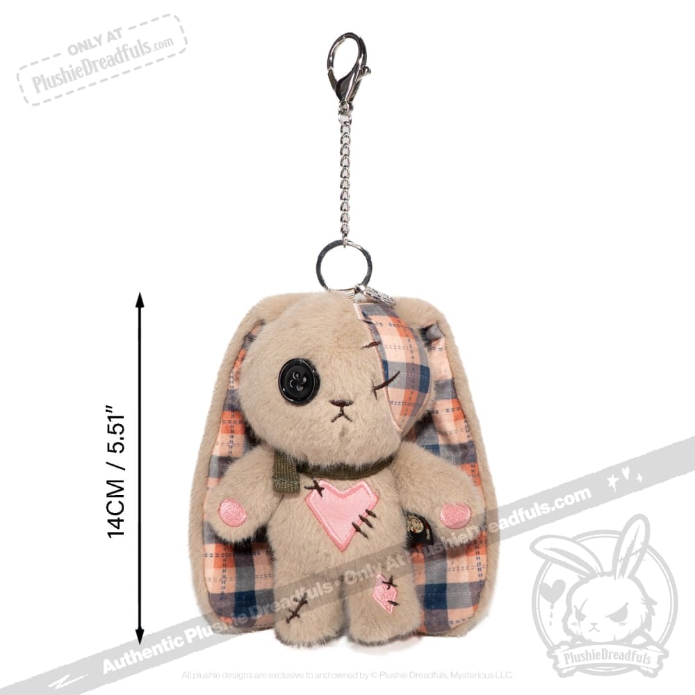 Plaid Love Rabbit Plush Keychain Accessory
