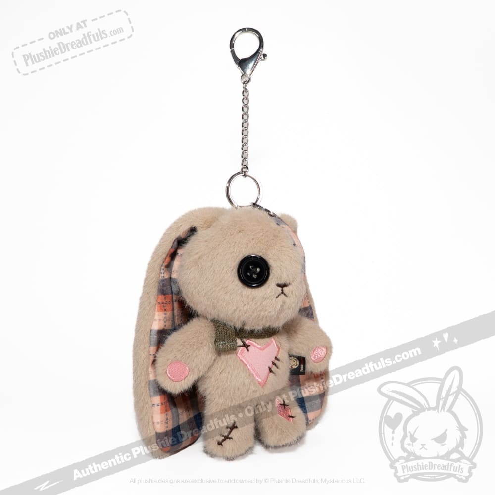 Plaid Love Rabbit Plush Keychain Accessory