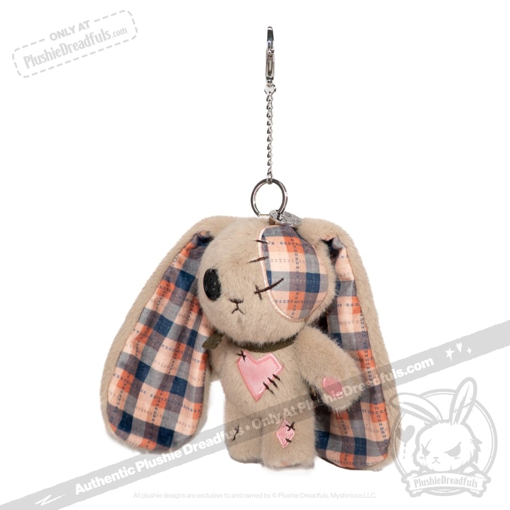 Plaid Love Rabbit Plush Keychain Accessory