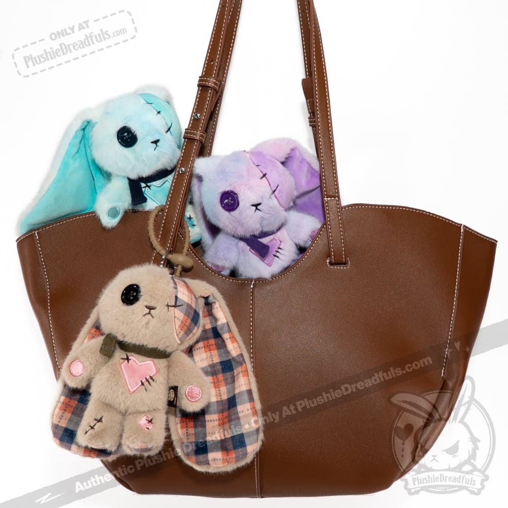 Plaid Love Rabbit Plush Keychain Accessory