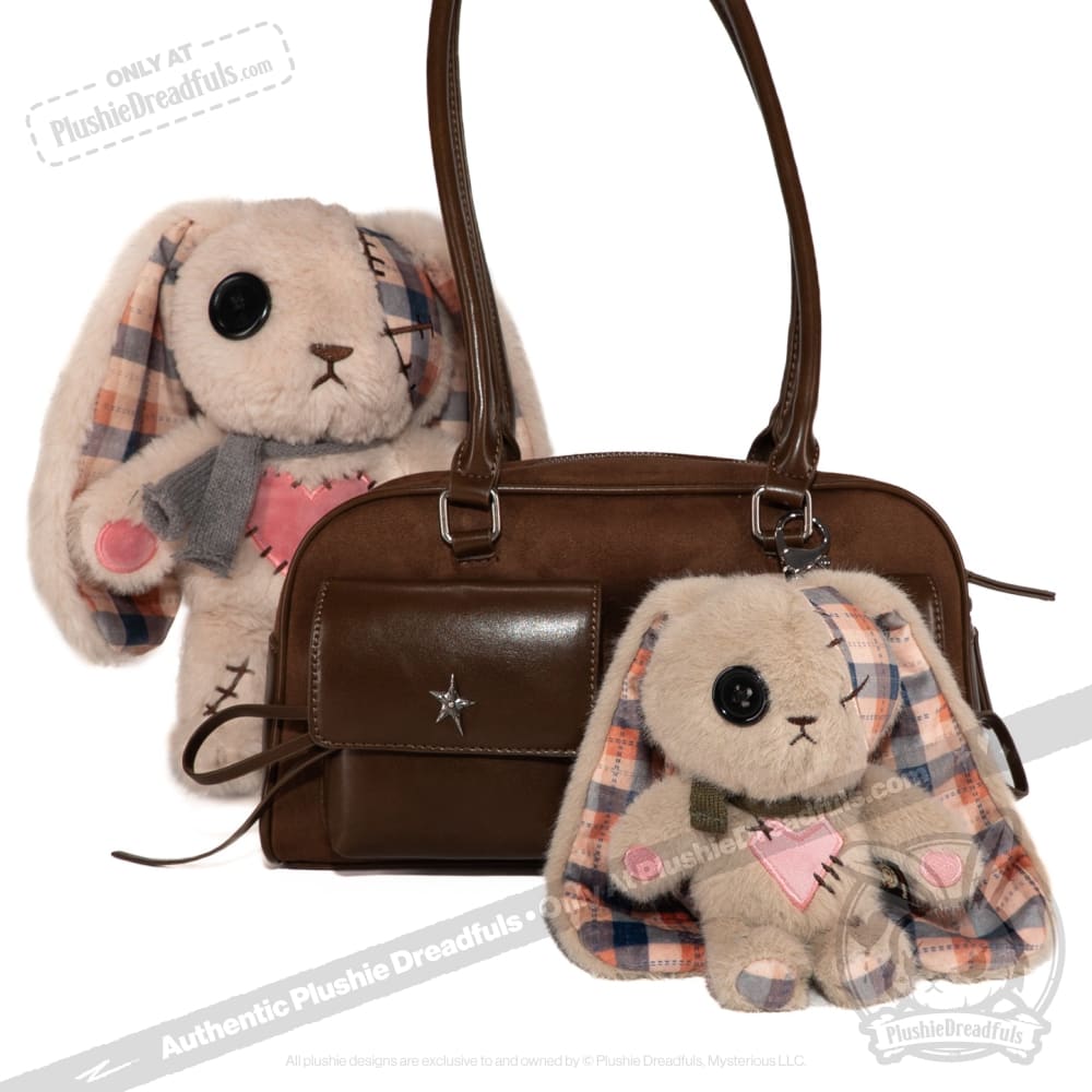 Plaid Love Rabbit Plush Keychain Accessory