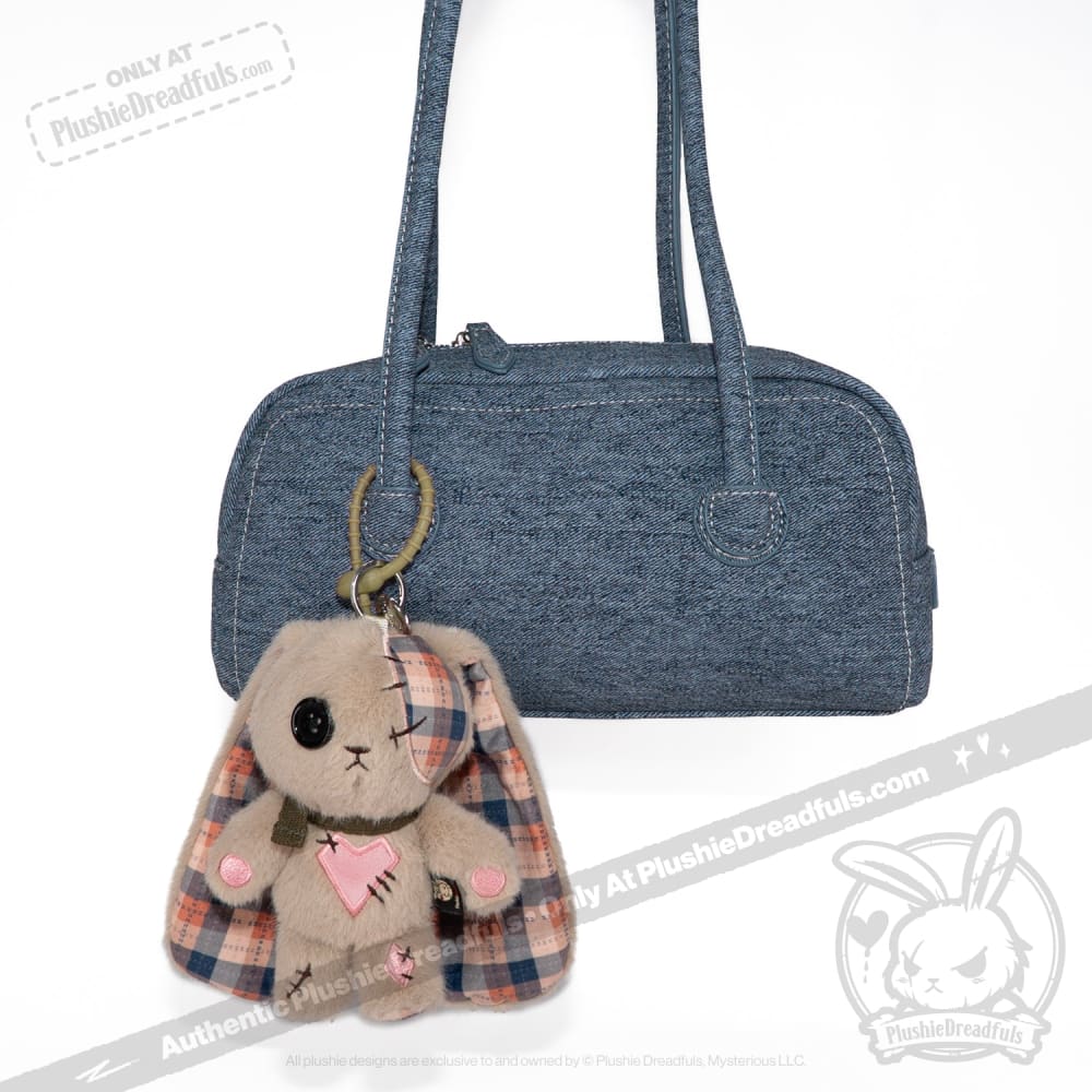 Plaid Love Rabbit Plush Keychain Accessory