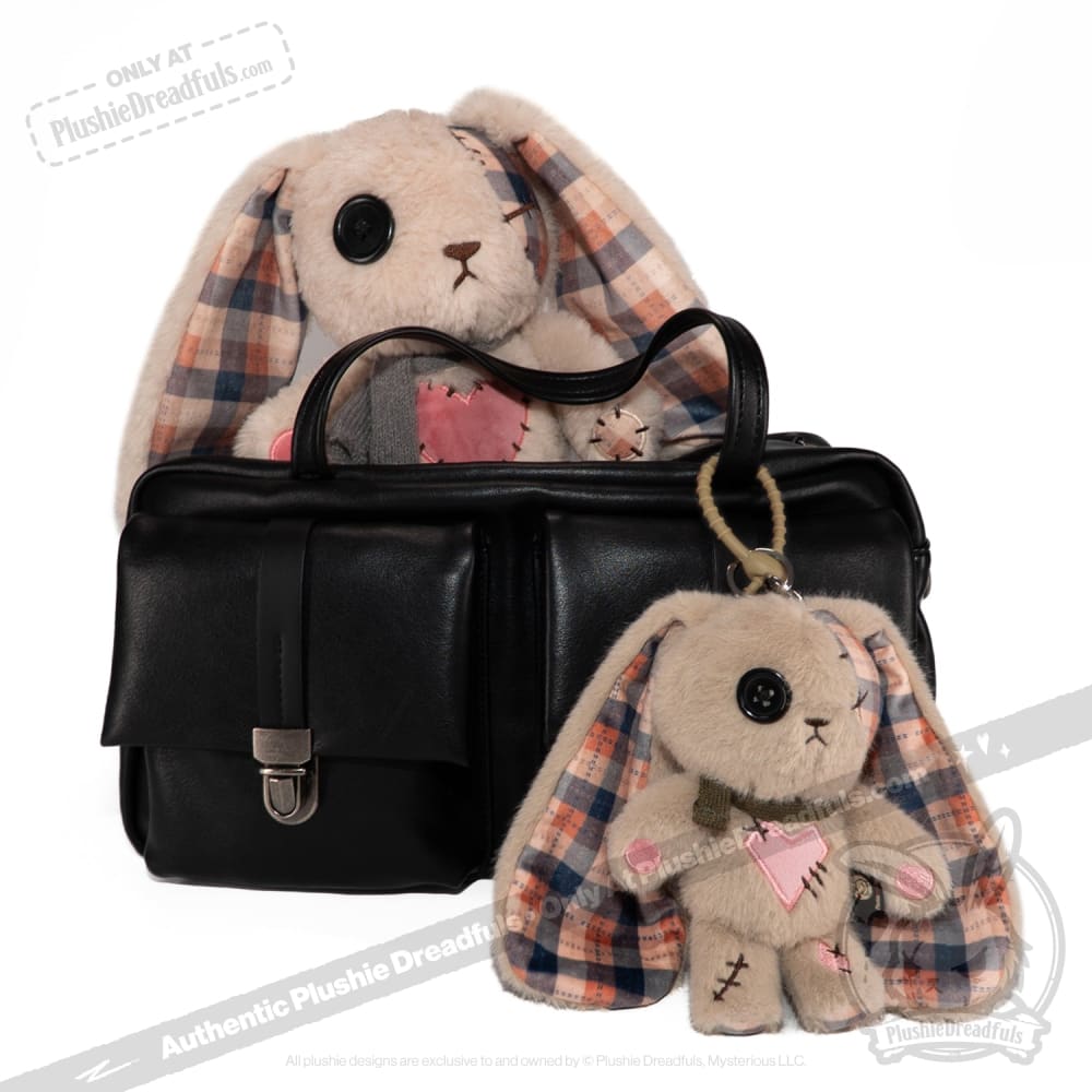 Plaid Love Rabbit Plush Keychain Accessory