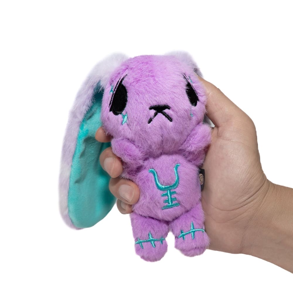 Purple Teal Anxiety Rabbit Plush Keychain Accessory