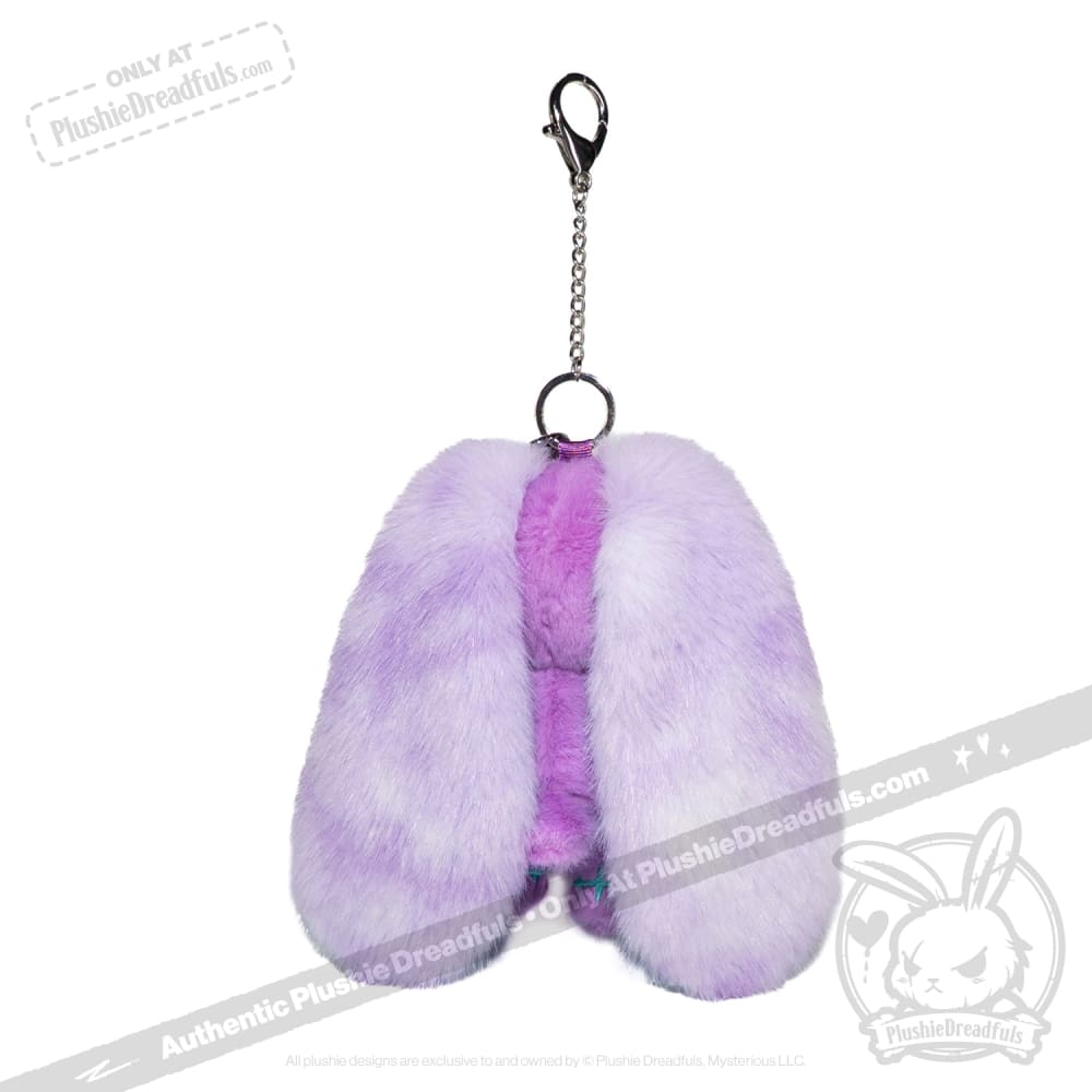 Purple Teal Anxiety Rabbit Plush Keychain Accessory