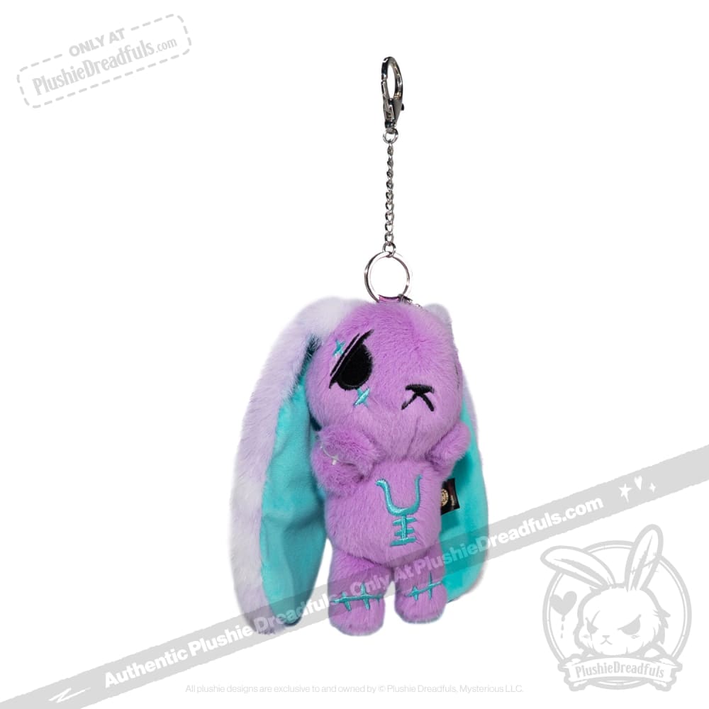 Purple Teal Anxiety Rabbit Plush Keychain Accessory