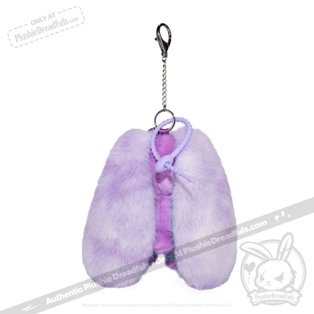 Purple Teal Anxiety Rabbit Plush Keychain Accessory