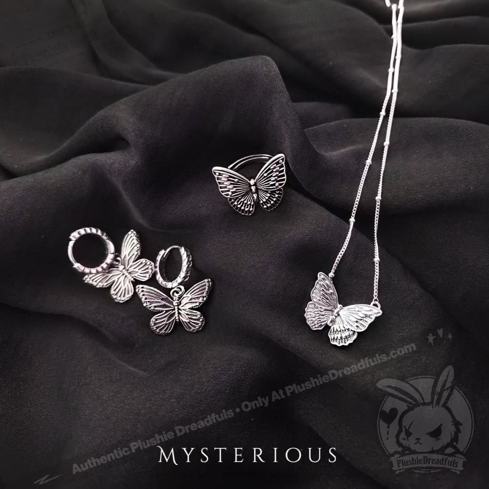 Royal Blue Butterflies Silver Jewelry Set