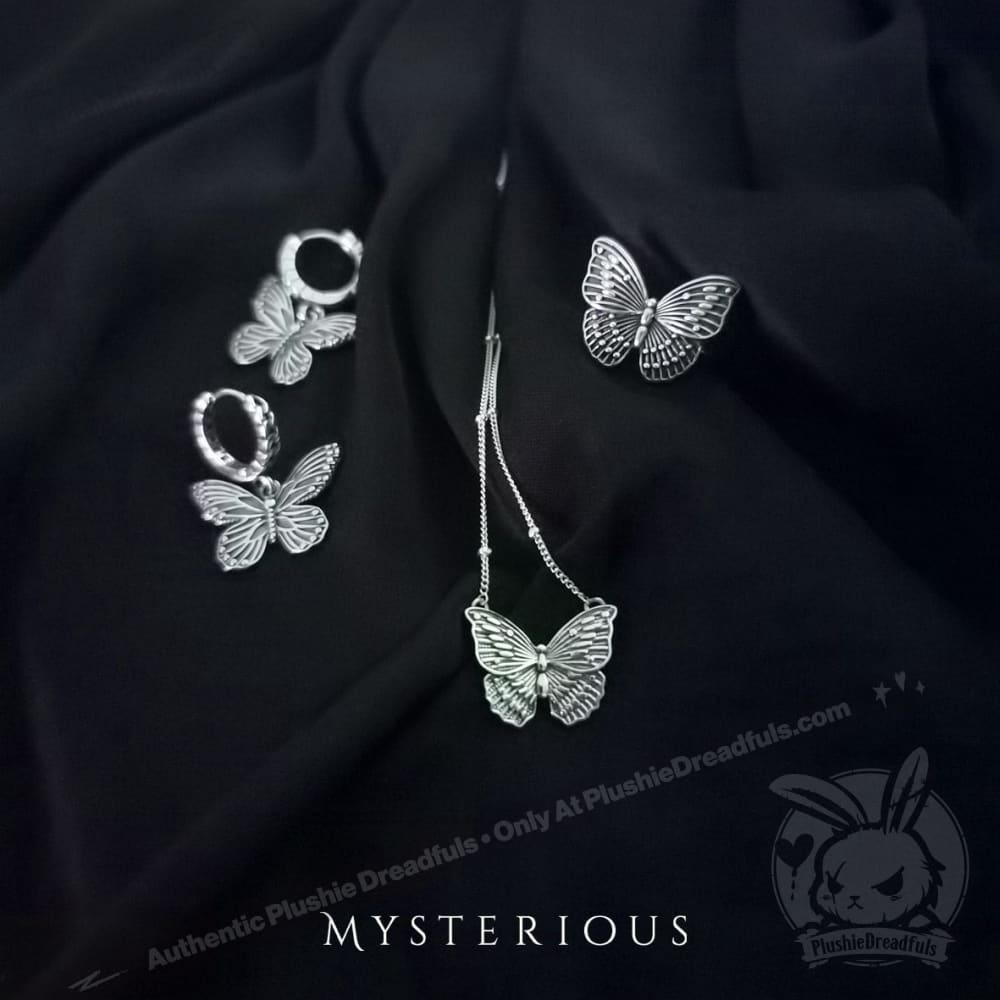 Royal Blue Butterflies Silver Jewelry Set