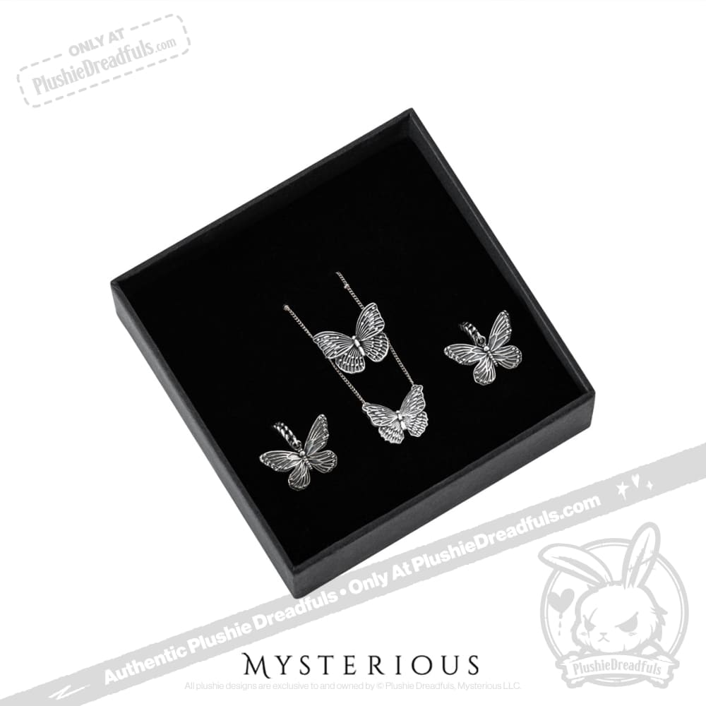 Royal Blue Butterflies Silver Jewelry Set