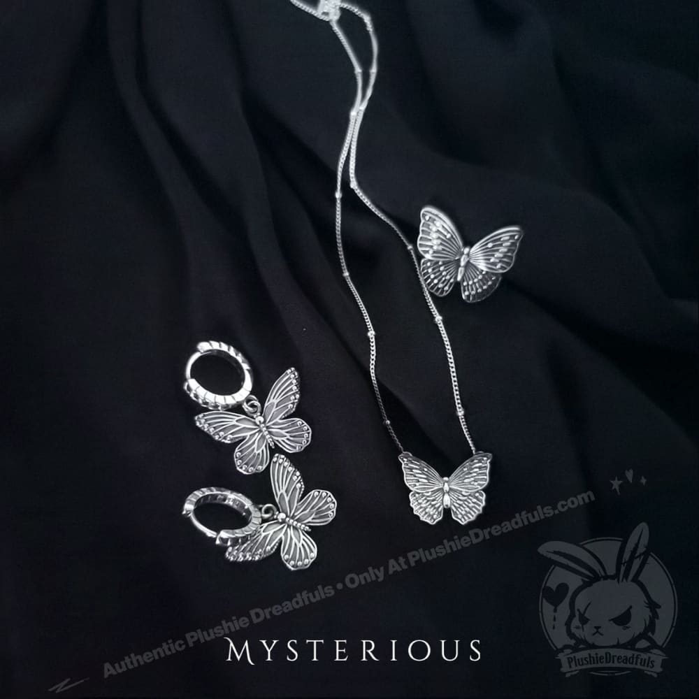 Royal Blue Butterflies Silver Jewelry Set
