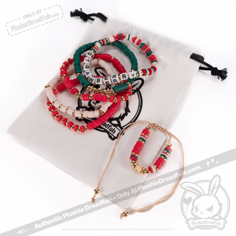 Strawberry Rabbit Stacking Friendship Bracelet Set