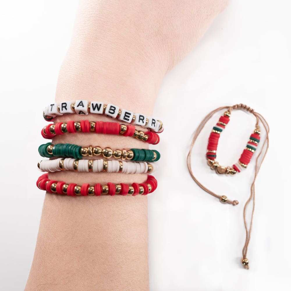 Strawberry Rabbit Stacking Friendship Bracelet Set