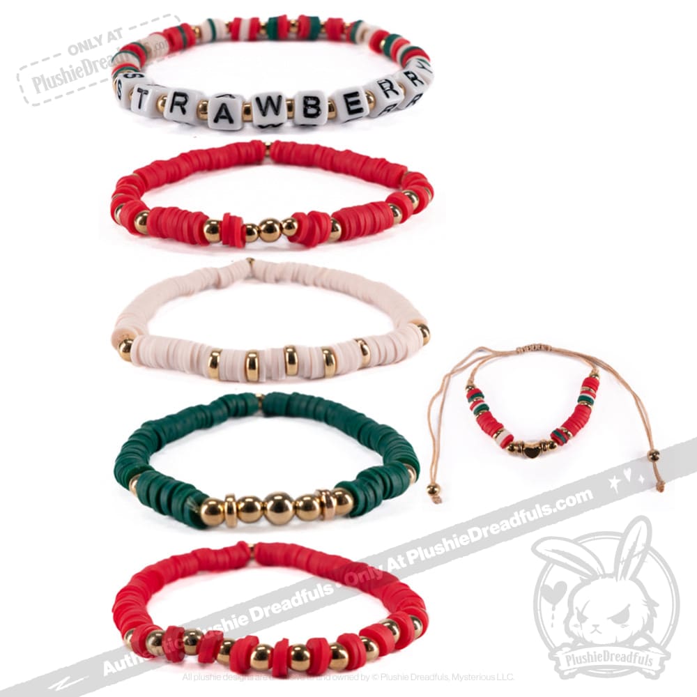 Strawberry Rabbit Stacking Friendship Bracelet Set