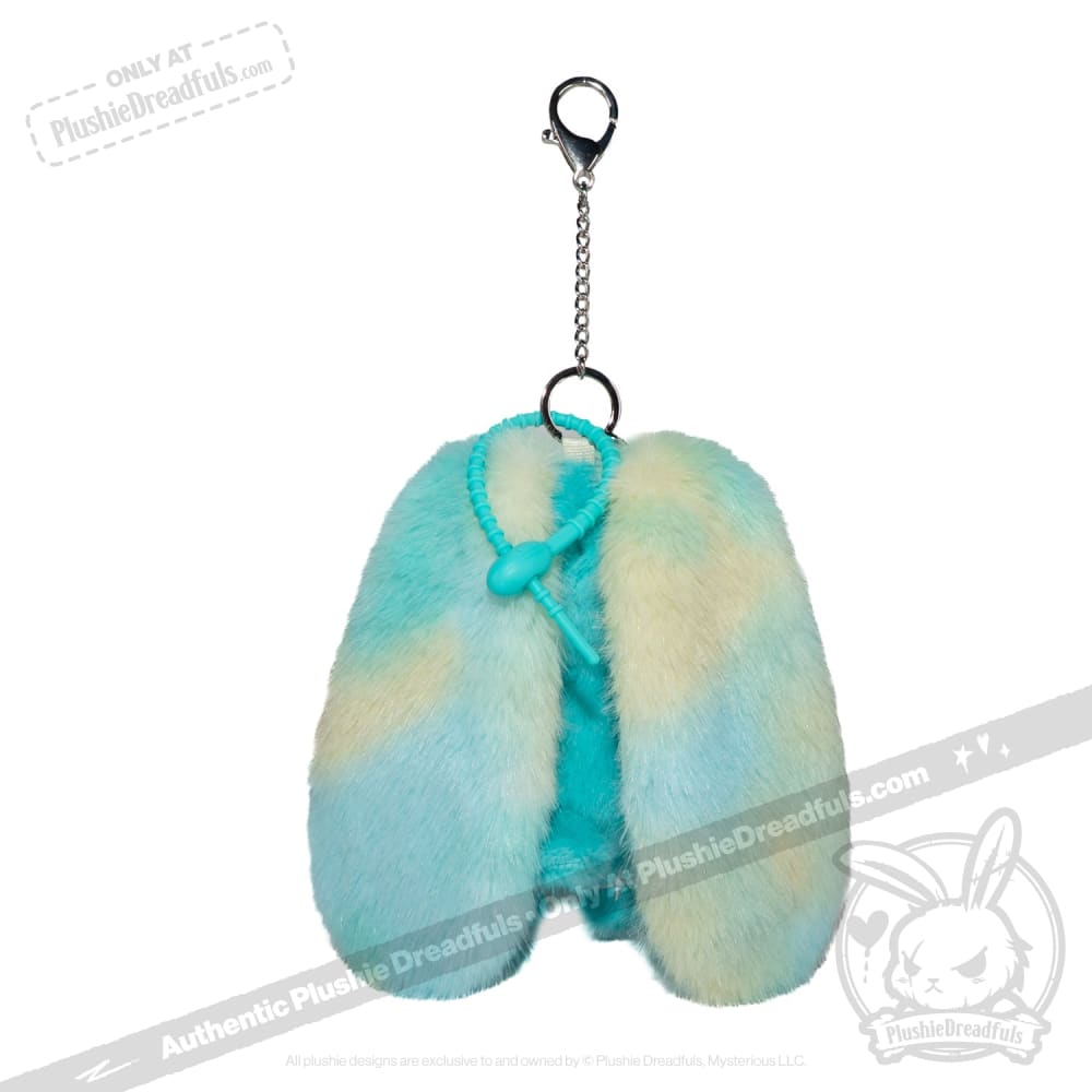 Teal Anxiety Rabbit Plush Keychain Accessory