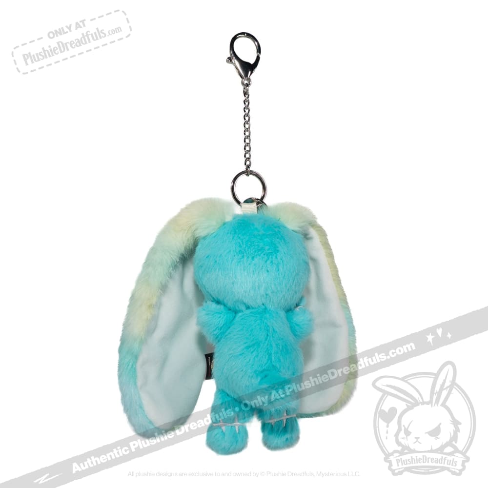 Teal Anxiety Rabbit Plush Keychain Accessory