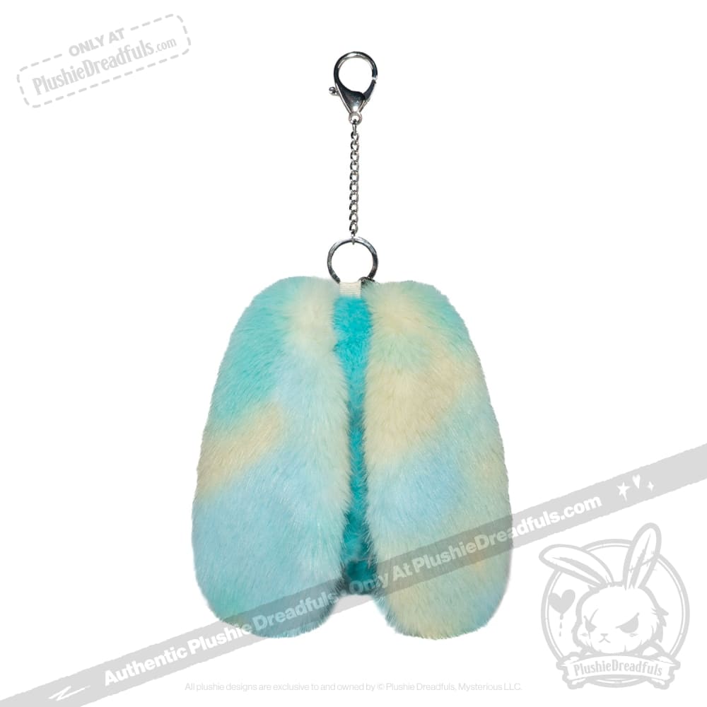 Teal Anxiety Rabbit Plush Keychain Accessory