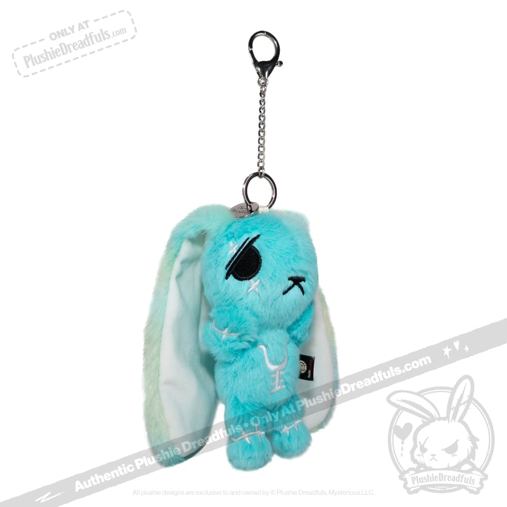 Teal Anxiety Rabbit Plush Keychain Accessory