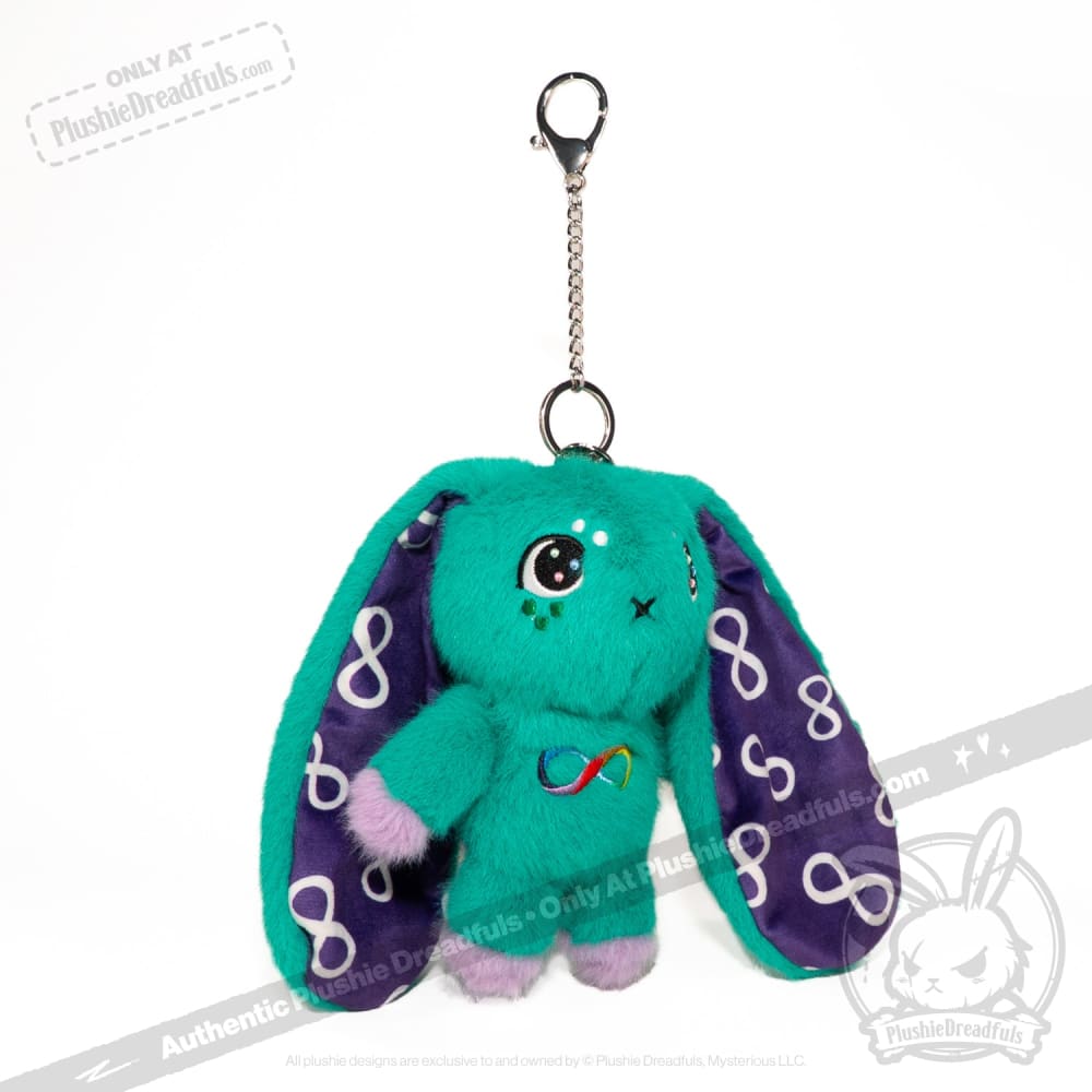Teal Autism Rabbit Plush Keychain Accessory