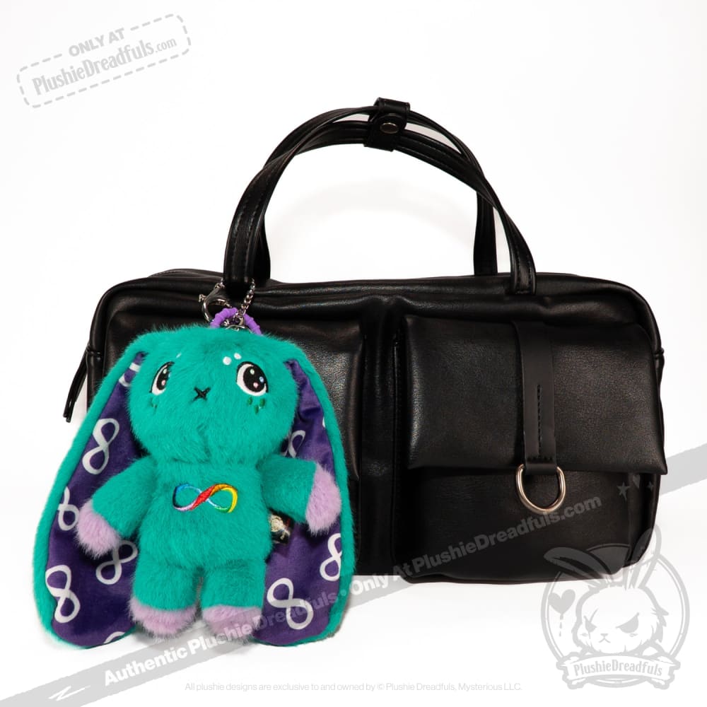 Teal Autism Rabbit Plush Keychain Accessory