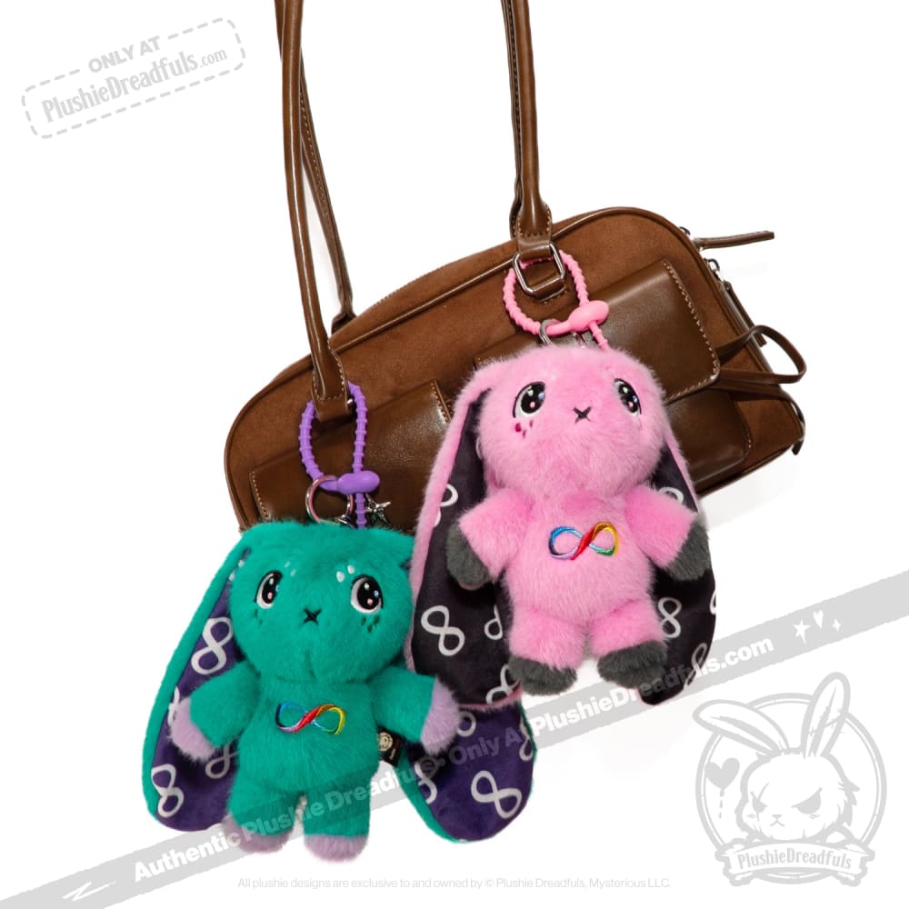 Teal Autism Rabbit Plush Keychain Accessory
