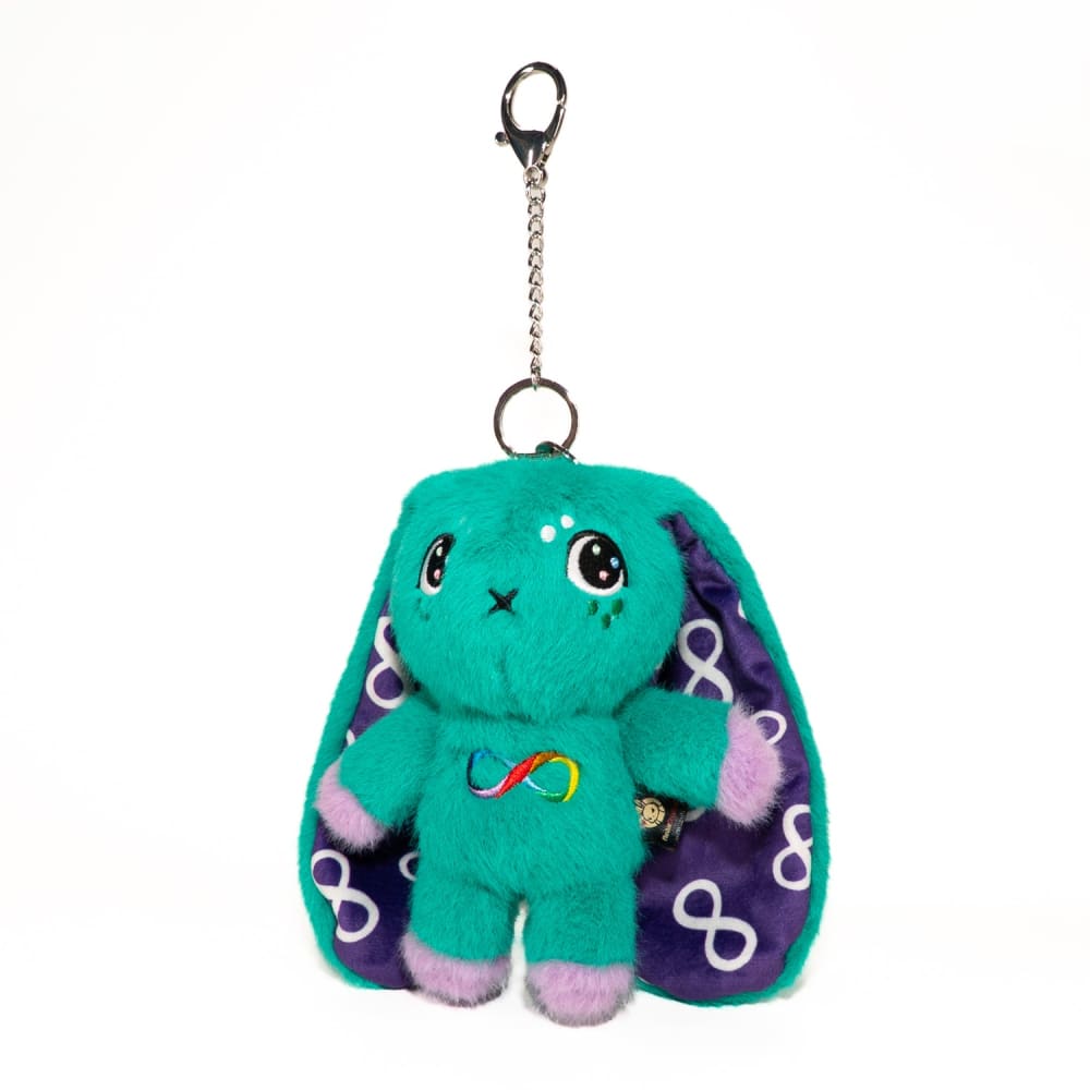 Teal Autism Rabbit Plush Keychain Accessory