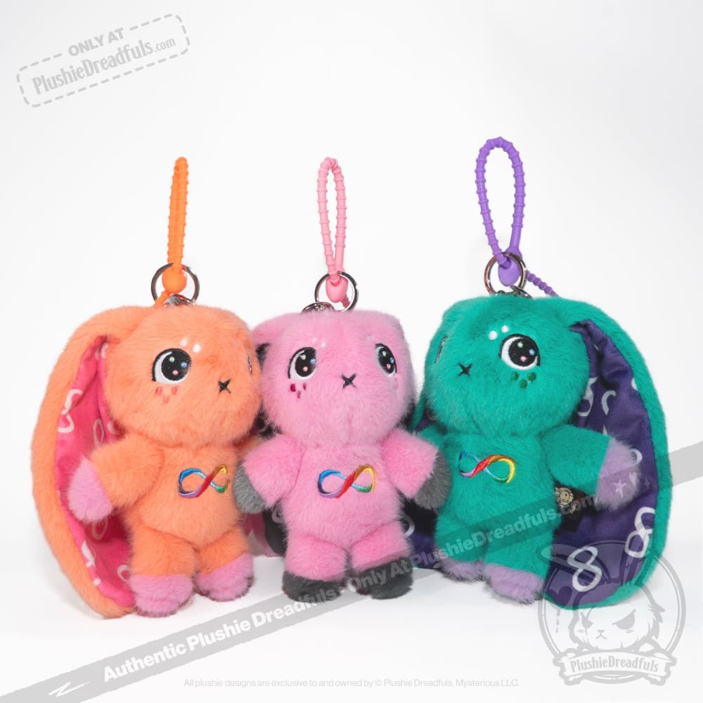 Teal Autism Rabbit Plush Keychain Accessory