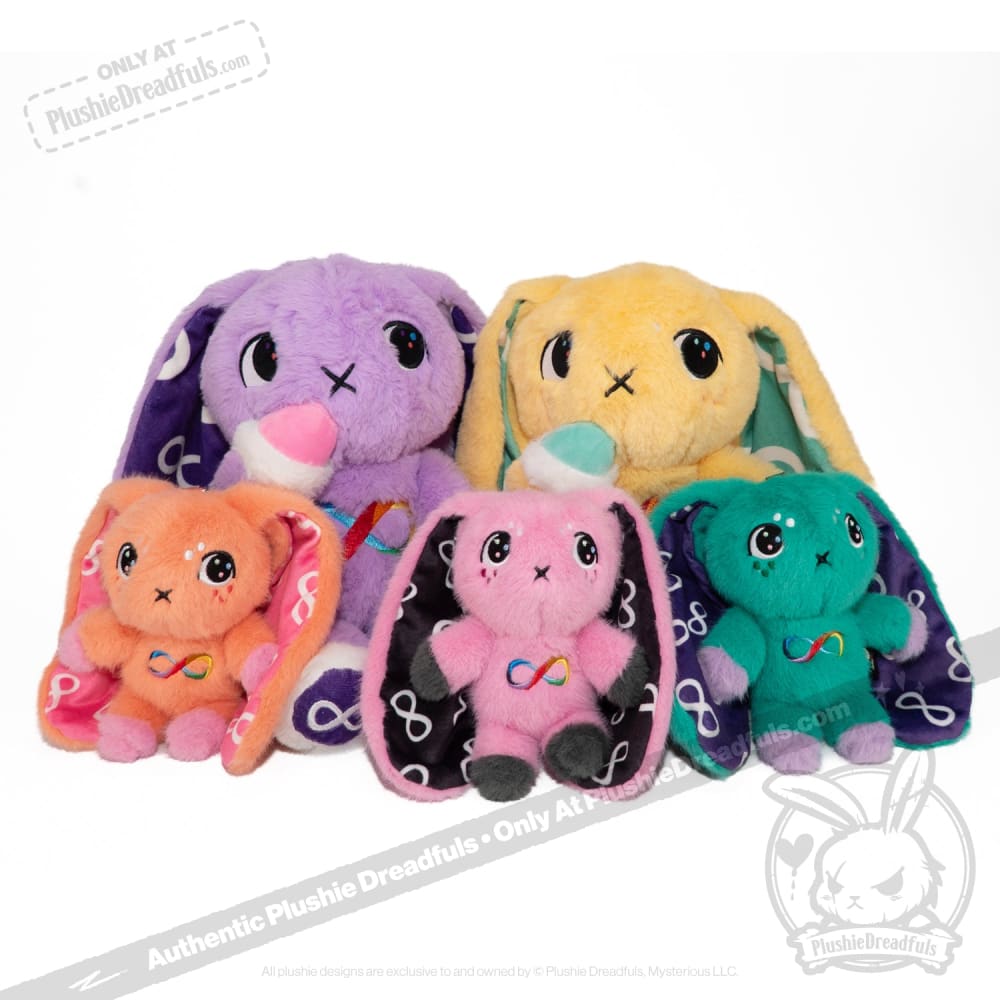 Teal Autism Rabbit Plush Keychain Accessory