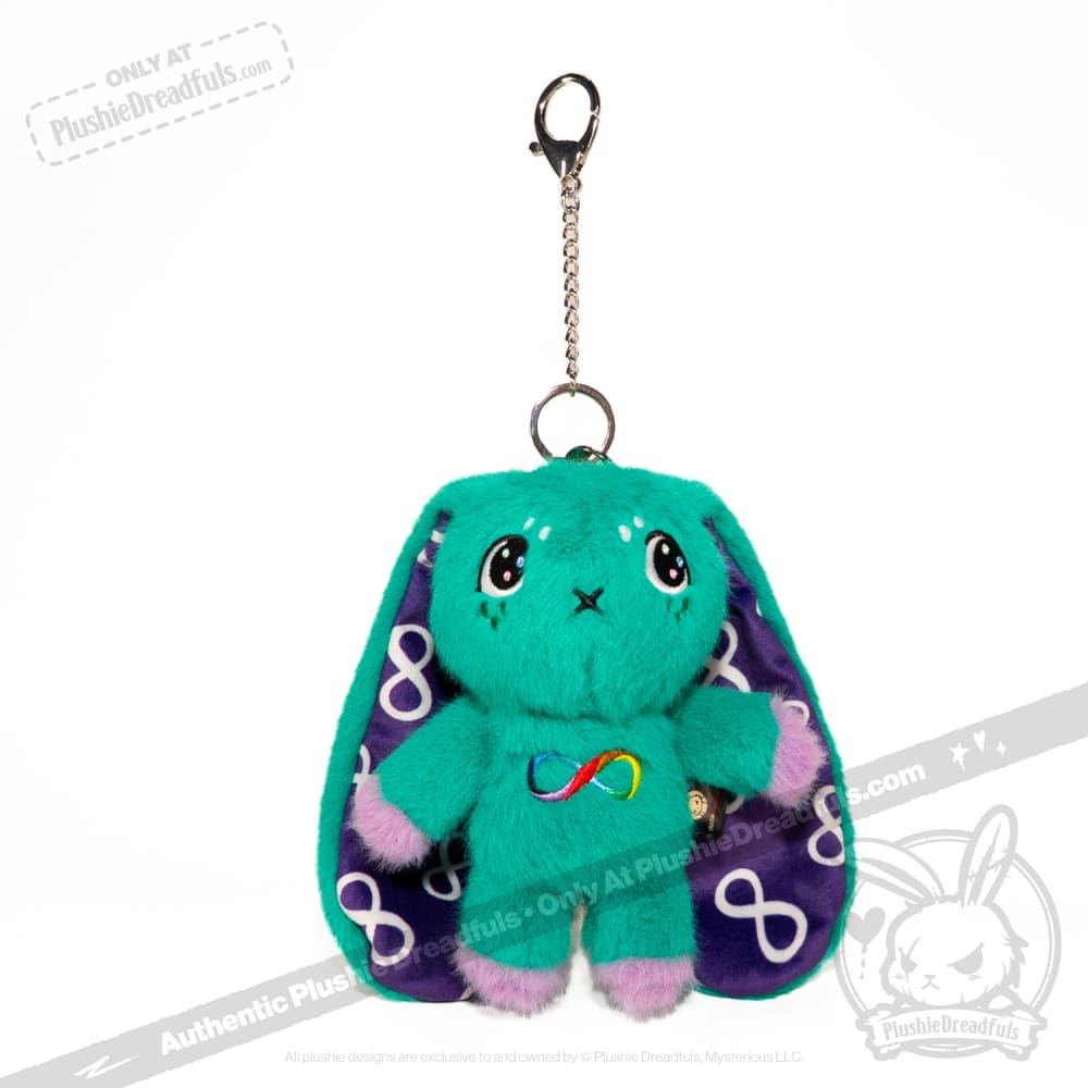 Teal Autism Rabbit Plush Keychain Accessory