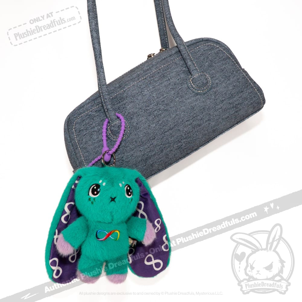 Teal Autism Rabbit Plush Keychain Accessory