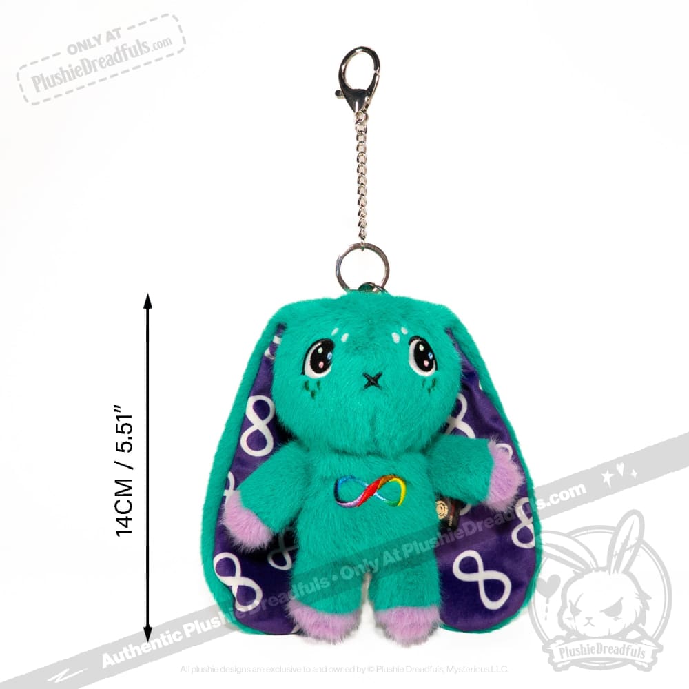 Teal Autism Rabbit Plush Keychain Accessory