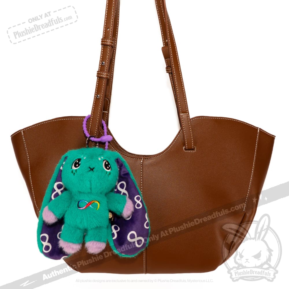 Teal Autism Rabbit Plush Keychain Accessory