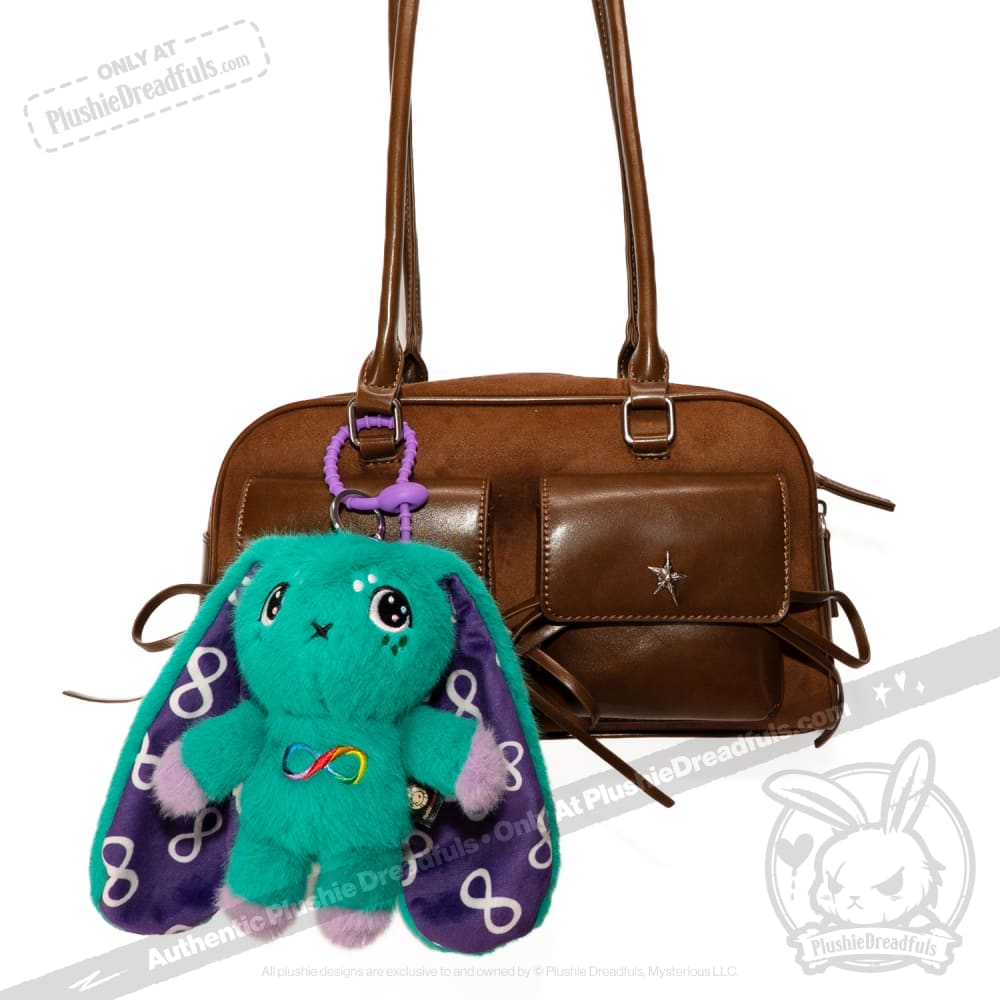 Teal Autism Rabbit Plush Keychain Accessory